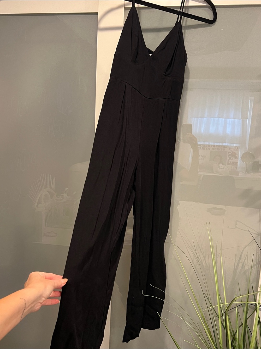 Bar III Black V-Neck Wide-Leg Spaghetti-Strap Jumpsuit